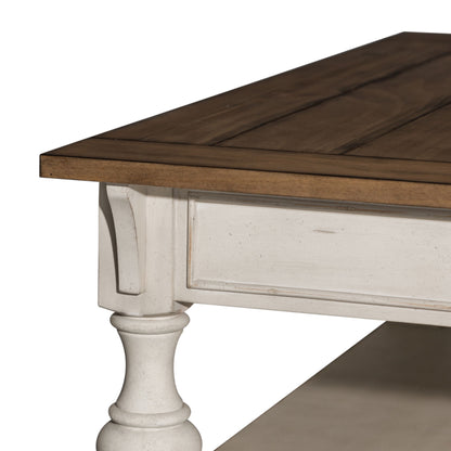 Morgan Creek - Cocktail Table - Antique White / Wirebrushed Tobacco Accents