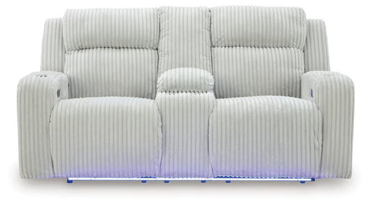 Forest Lake - Power Reclining Loveseat With Console / Adj Headrest - Alloy