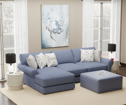 Cape May - Sofa Chaise With Comfort Coil Seating, 41" Cocktail Ottoman And 5 Accent Pillows Included