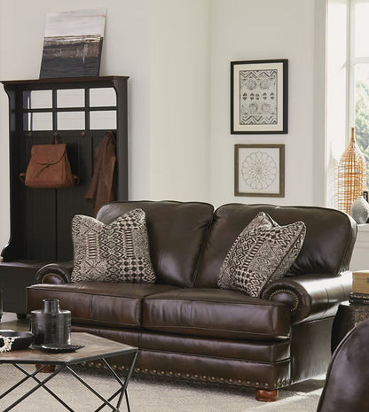 Roberto - Leather Loveseat - Cocoa