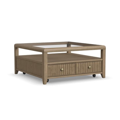 Reed - Square Coffee Table With Casters - Driftwood Oak