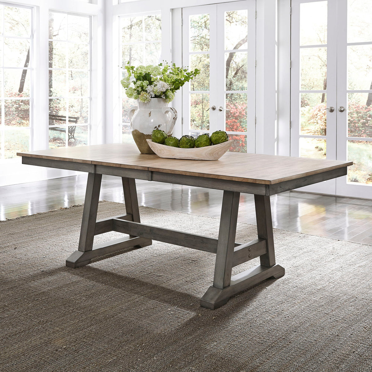 Lindsey Farm - Trestle Table Base - Gray & Sandstone