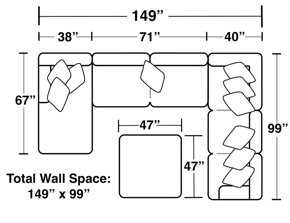 Crawford - Sectional With Cocktail Ottoman