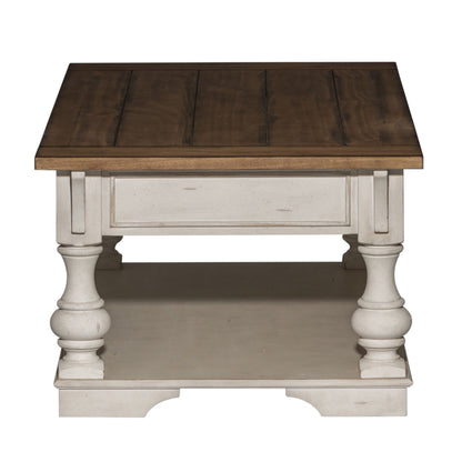 Morgan Creek - Cocktail Table - Antique White / Wirebrushed Tobacco Accents