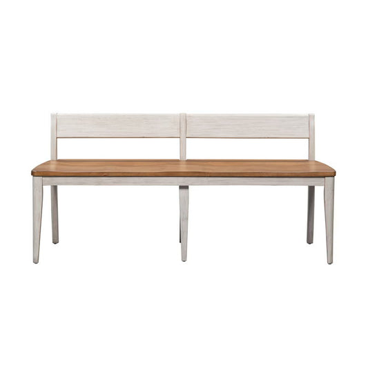 Farmhouse Reimagined - Bench - Antique White / Chestnut Tops