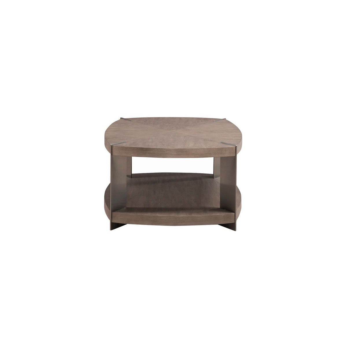Harlow - Oval Cocktail Table - Sandstone & Satin Nickel