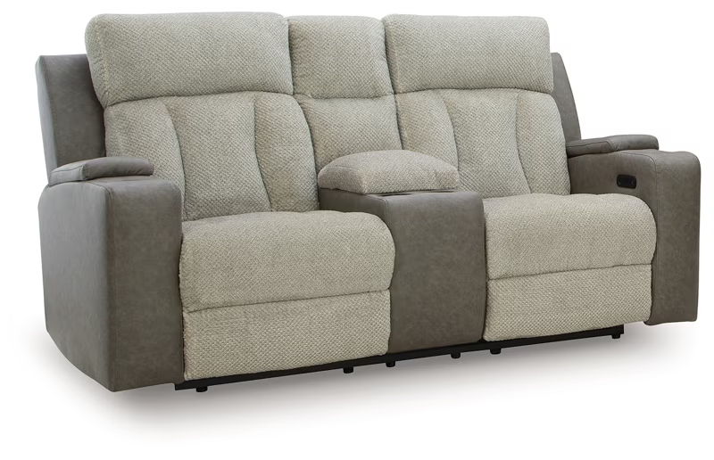 WhipLash - Power Reclining Loveseat With Console / Adj Headrest - Sisal