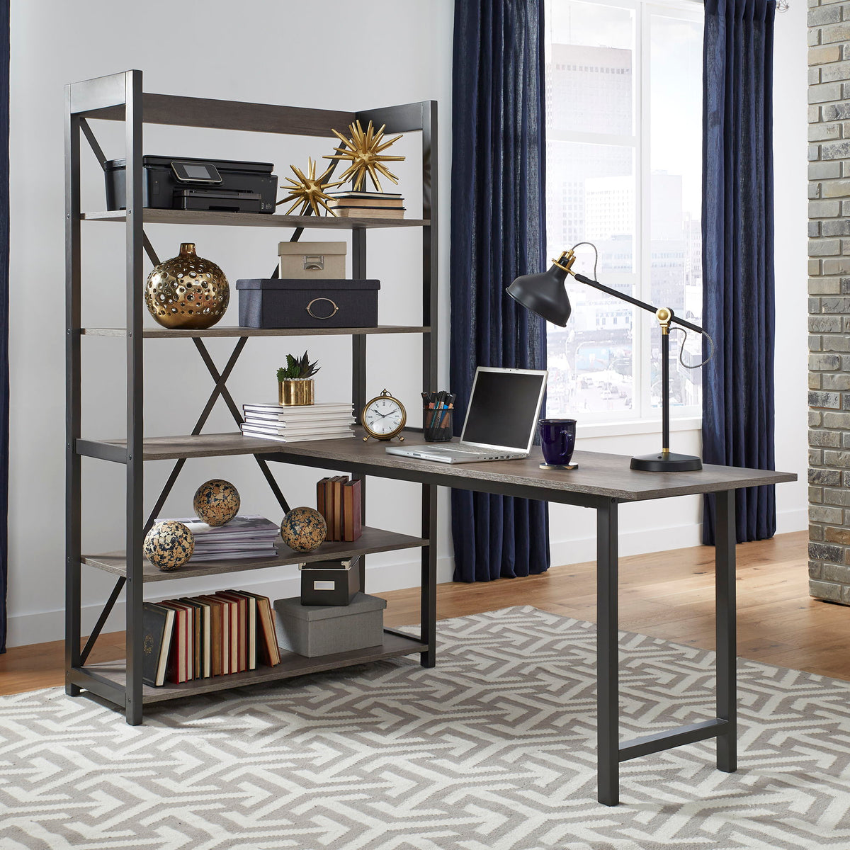 Tanners Creek - 2 Piece Home Office Set (Desk And Bookcase) - Graystone