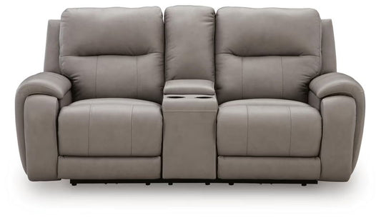 Real Moments - Power Reclining Loveseat With Audio Seating - Ash