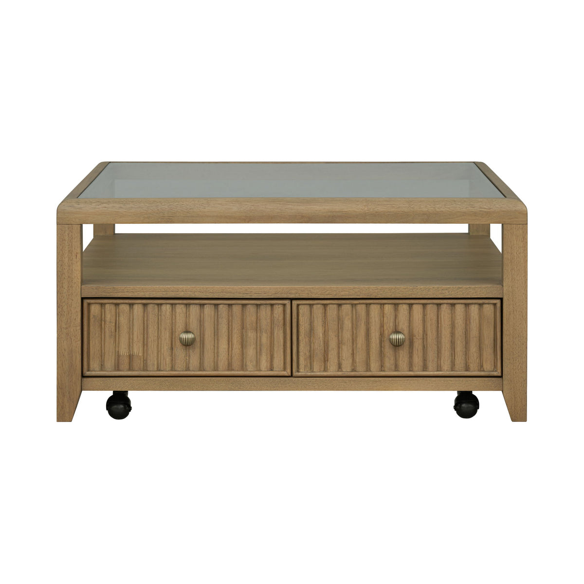 Reed - Square Coffee Table With Casters - Driftwood Oak