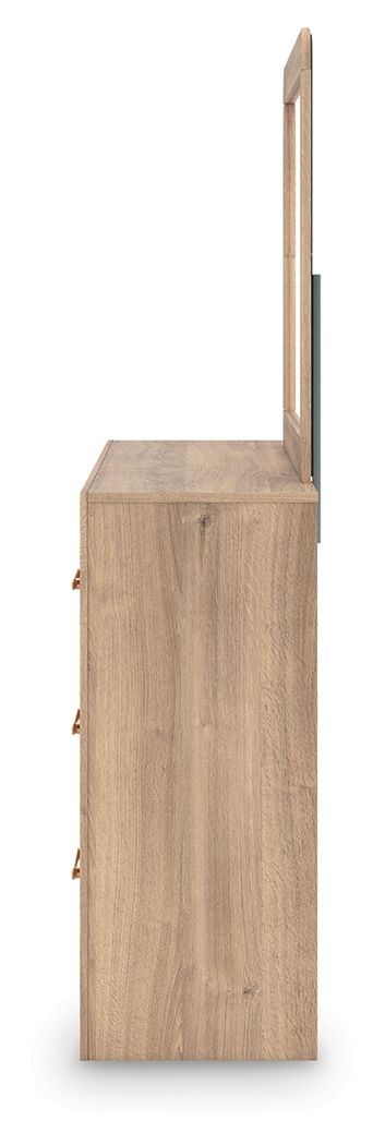 Kinlanni - 4 Pc. - Queen Panel Bed, Dresser, Mirror And Nightstand - Tan