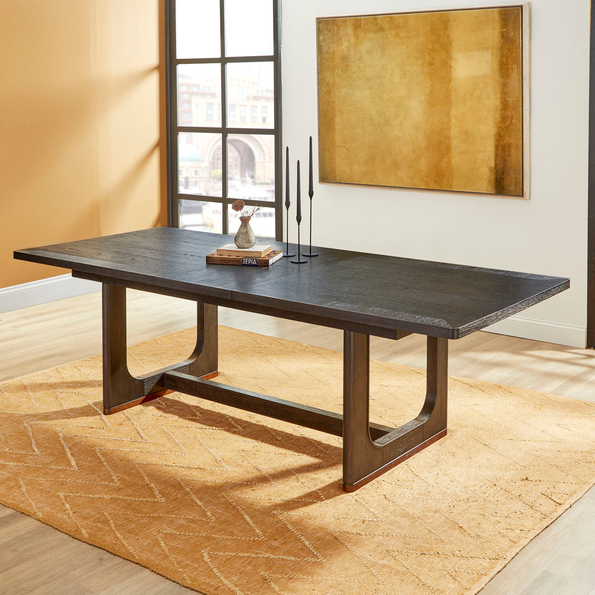 Waterfall - Rectangular Dining Table - Deep Ebony
