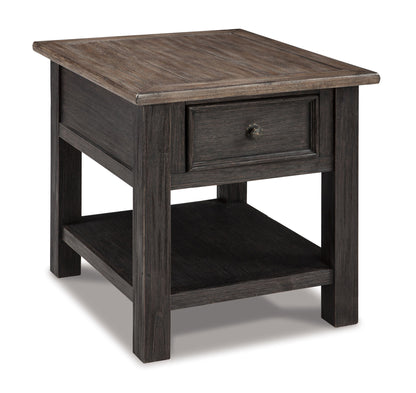 Tyler Creek - Rectangular End Table - Grayish Brown / Black
