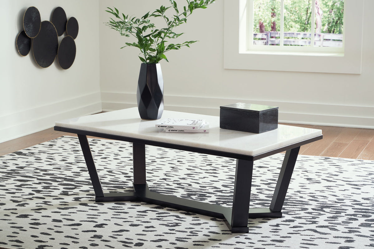 Fostead - Rectangular Cocktail Table - White / Espresso