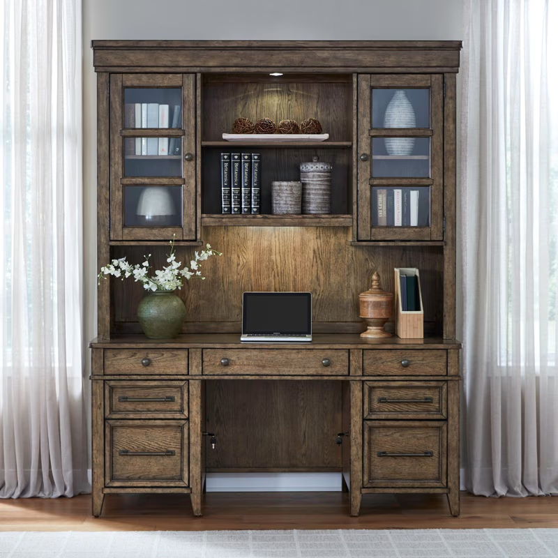 Carolina Park - Credenza & Hutch - Amber Brown