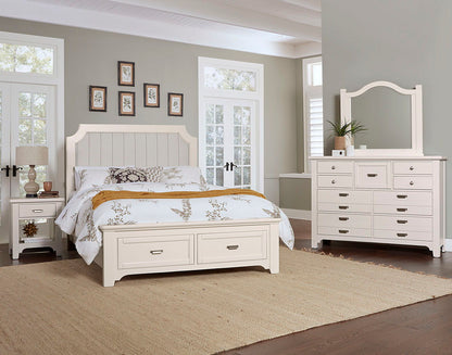 Bungalow - Queen Upholstered Headboard - Lattice / Soft White