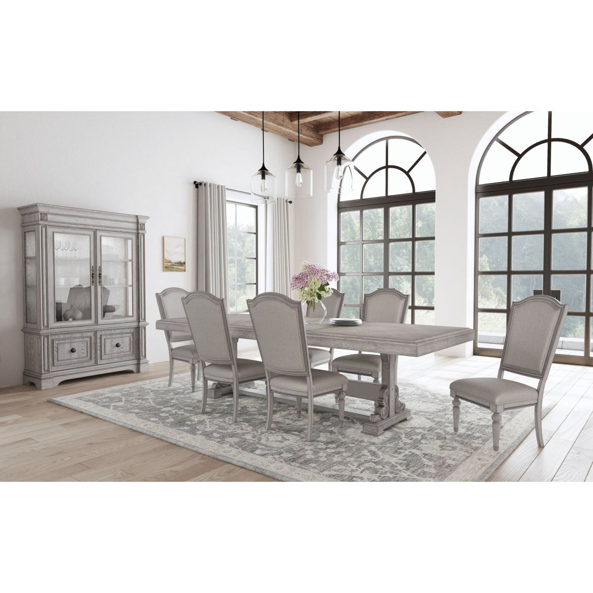 Glenmore - Curio Top With 2 LED Lights - Aged Gray