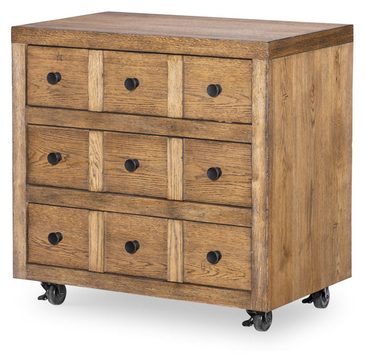 Vintage Market - Nightstand 3 Drawer With Casters