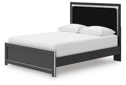 Zuraleus - 4 Pc. - Queen Upholstered Bed With Roll Slats, Dresser, Mirror And Nightstand - Black