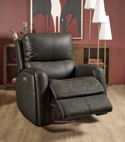 Linden - Power Swivel Gliding Recliner With Power Headrest, Lumbar, Heat & Massage