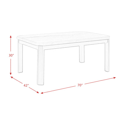 Francesca - Rectangular 5 Piece Gray PU Chairs Dining Set, Table & Four Chairs - Gray Marble