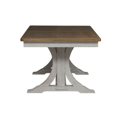 Farmhouse Reimagined - Trestle Table Base - Antique White / Chestnut Tops