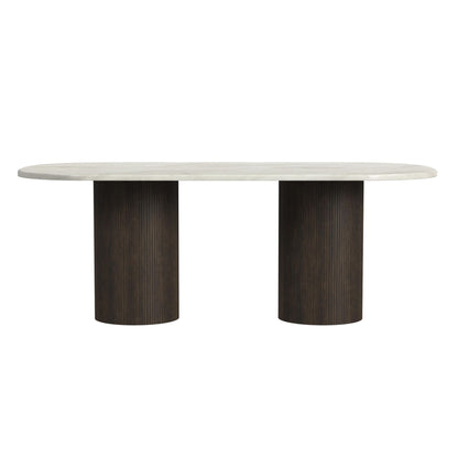 Sylvie - Oval Dining Table With Faux Marble Top