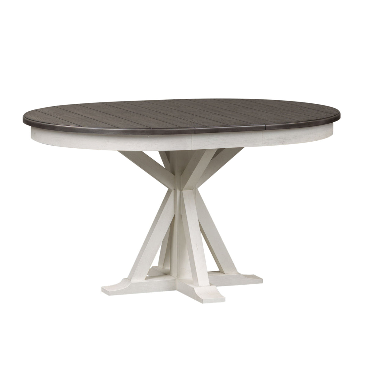 Allyson Park - Single Pedestal Table Top - Wirebrushed White / Charcoal