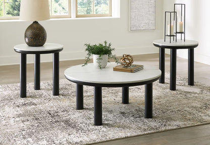 Xandrum - Occasional Table Set (Set of 3) - Black / White
