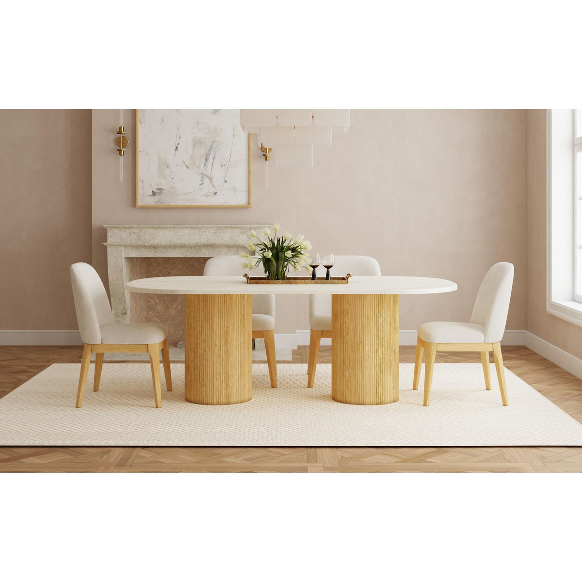 Sylvie - Oval Dining Table With Faux Marble Top