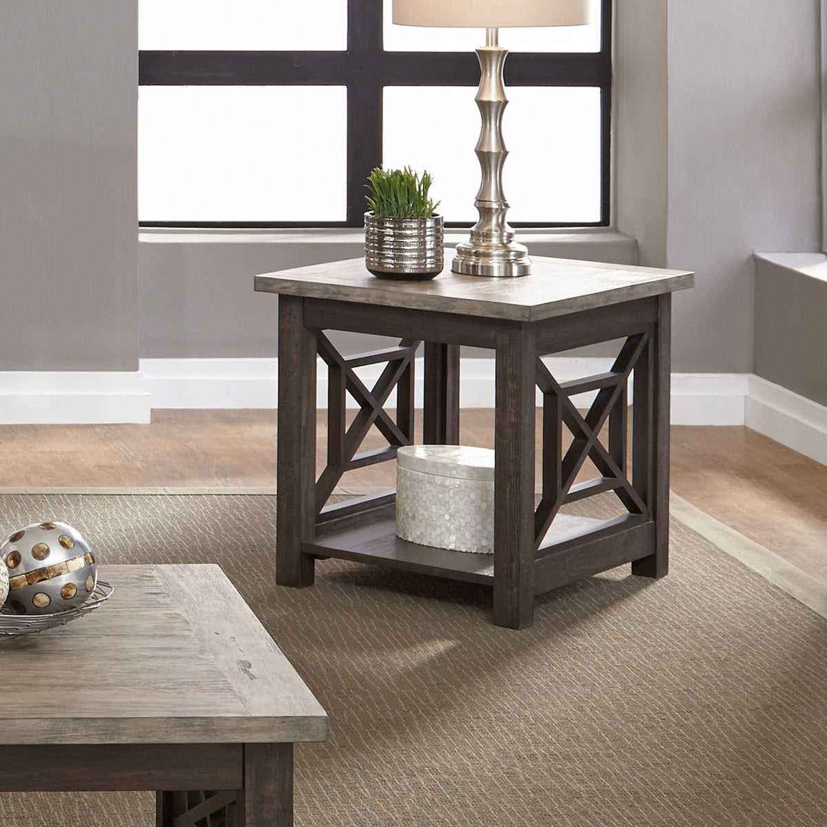 Heatherbrook - End Table - Charcoal & Ash