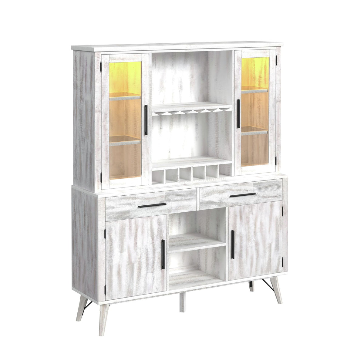 Rogen Rustic - Hutch With LED - Rustic White