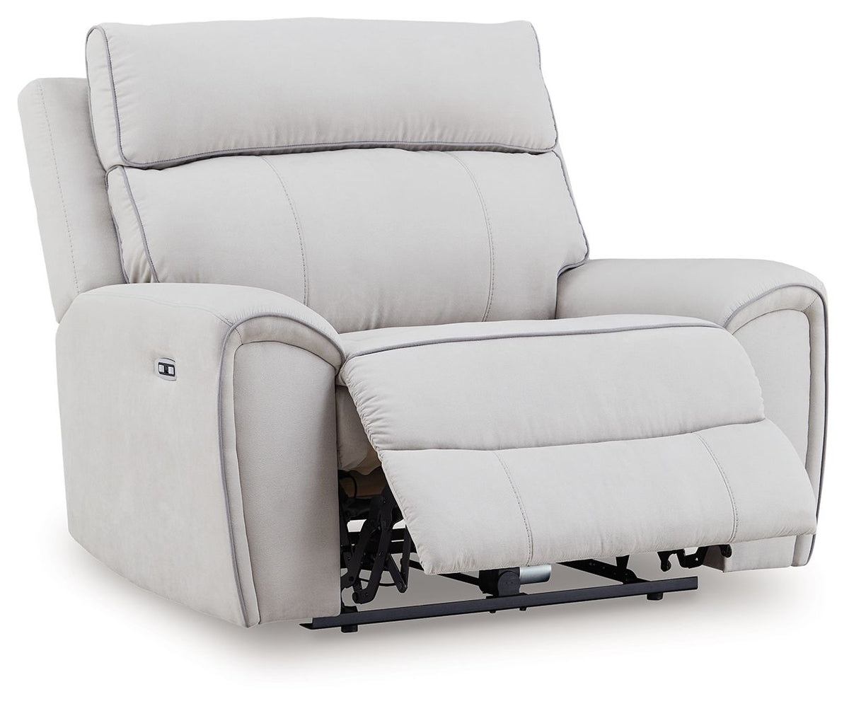 Social Pointe - Power Recliner / Adjustable Headrest - Pearl / Ash