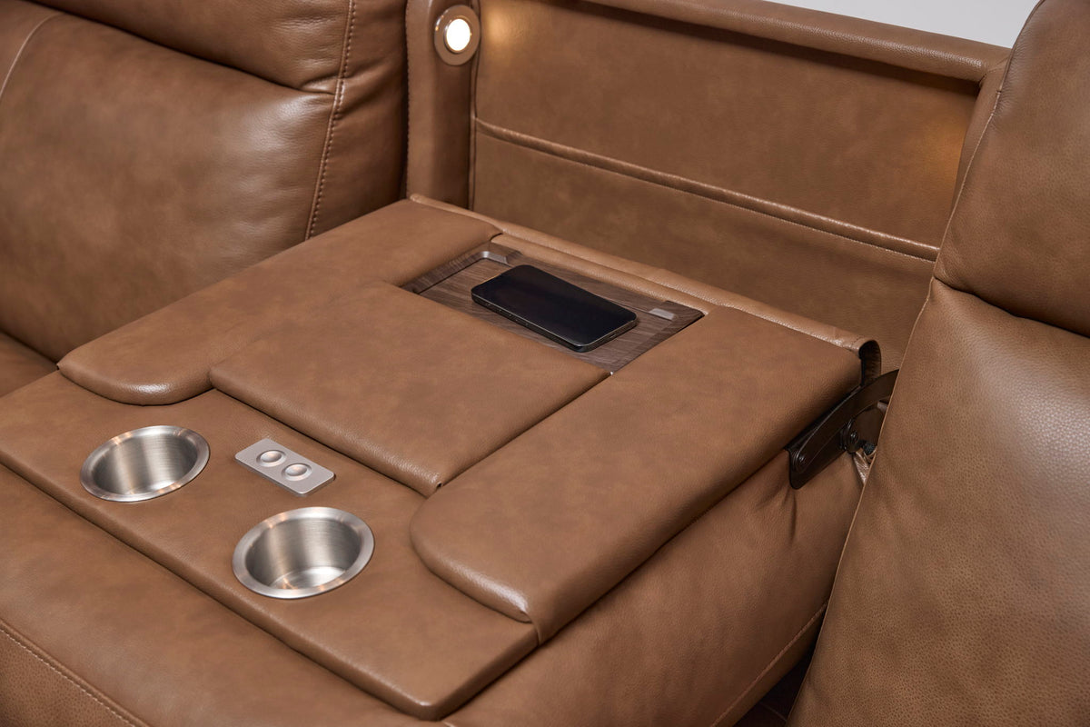 Dutch - Power Reclining Sofa With Console, Power Headrest, & Lumbar