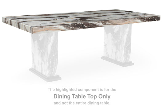 Jeshina - Rectangular Dining Room Table Top - Dark Brown / Beige