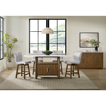 Carmela - Swivel Counter Chair (Set of 2) - Brown / Light Gray Linen