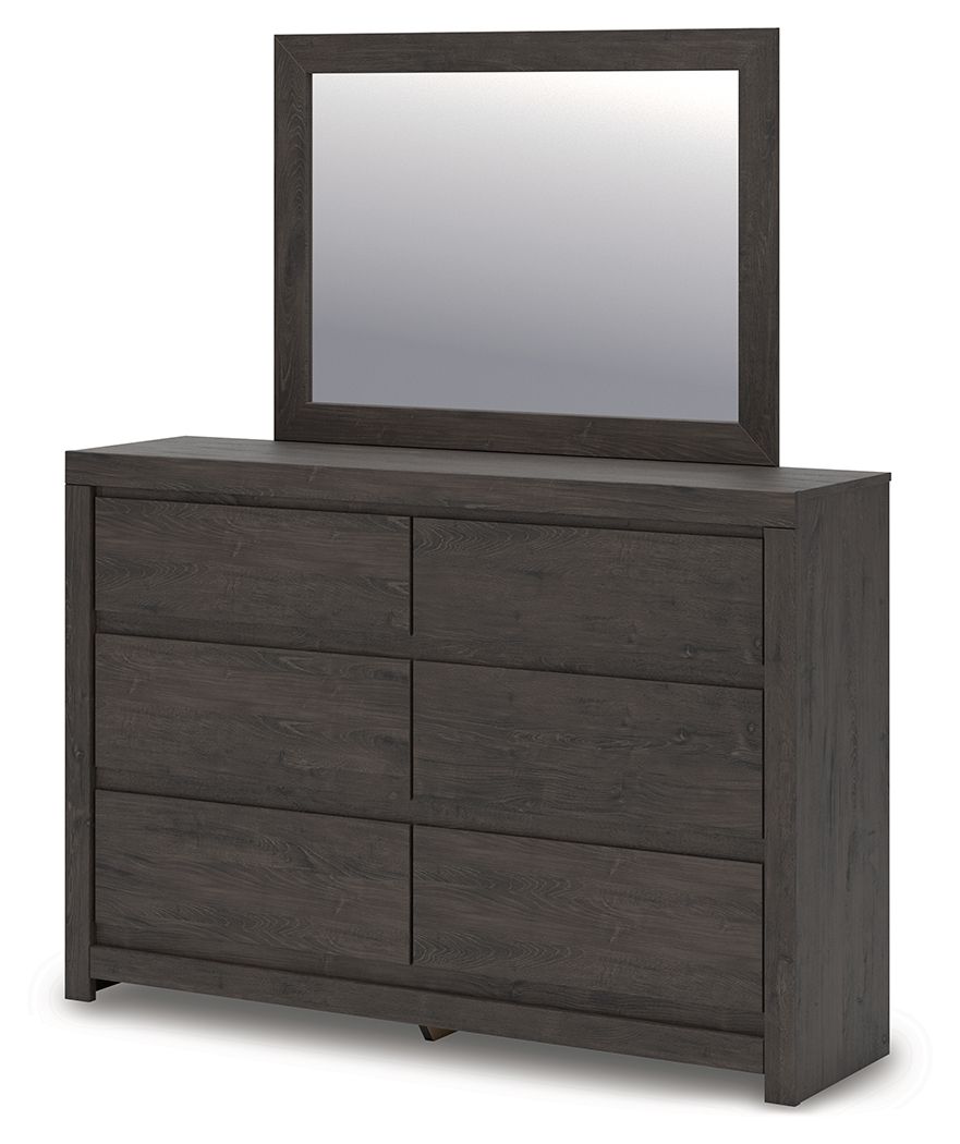 Fraluna - 3 Pc. - Queen Panel Storage Bed, Dresser And Mirror - Charcoal