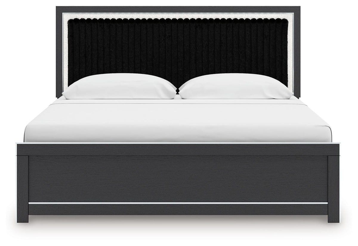 Zuraleus - Upholstered Panel Platform Bed With Roll Slats