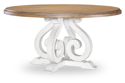 Vintage Market - Round Dining Table - Barnwood Oak And Picket Fence