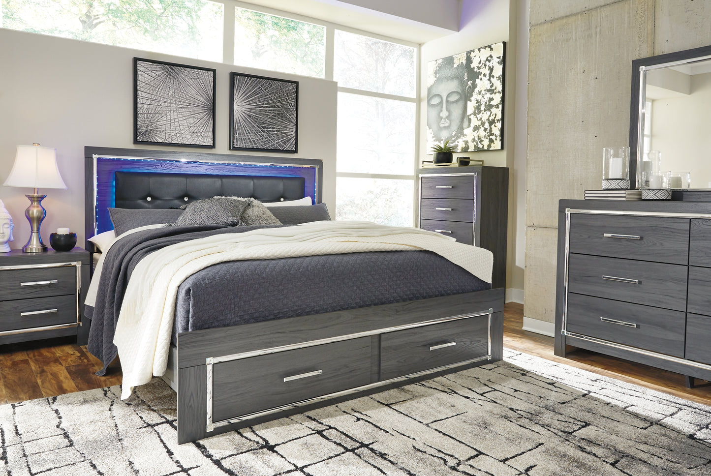 Lodanna  Panel Bed With 2 Storage Drawers