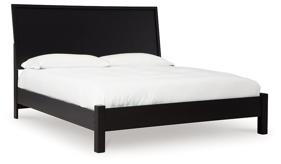 Danziar Queen Panel Bed with Mirrored Dresser and Nightstand