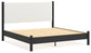 Cadmori King Upholstered Panel Bed with Mirrored Dresser, Chest and Nightstand