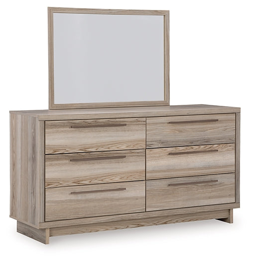 Hasbrick Queen Panel Bed with Mirrored Dresser