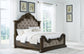 Maylee King Upholstered Bed with Mirrored Dresser and Nightstand