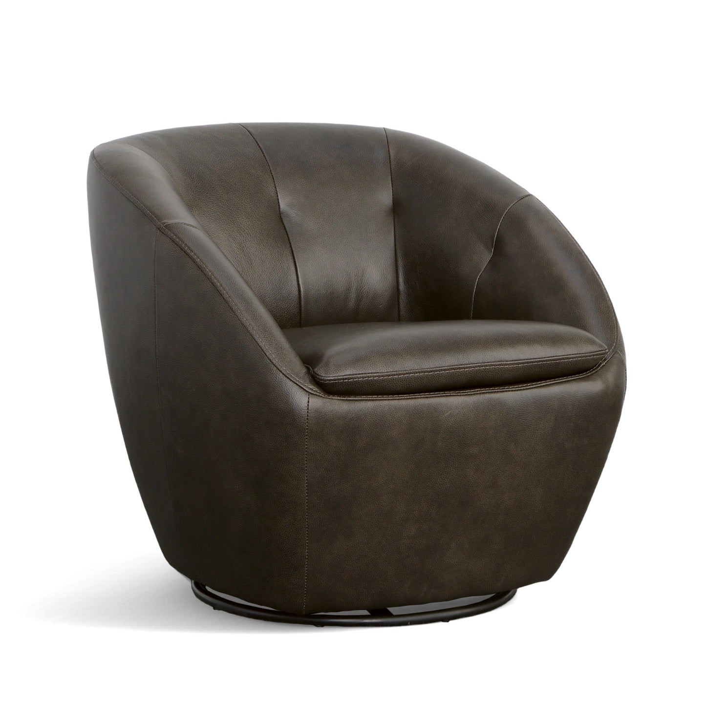 Wade Carob Leather Swivel Chair