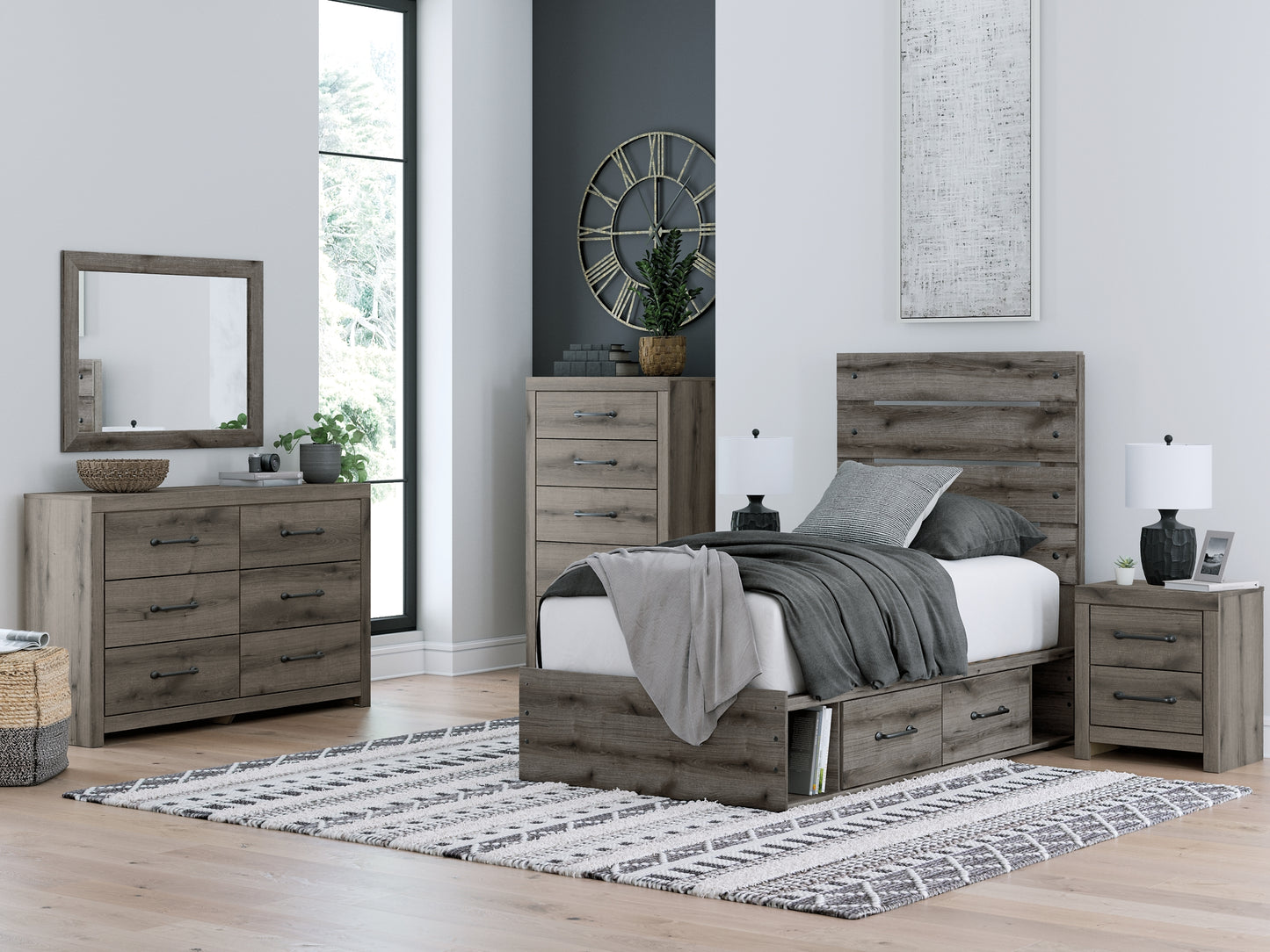 Graystorm Twin Panel Bed with Storage