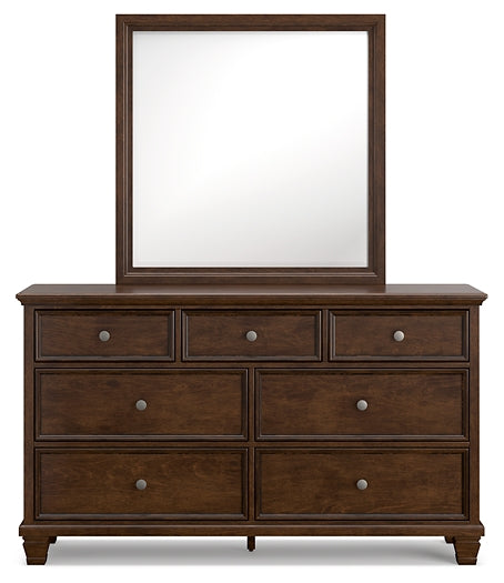 Danabrin California King Panel Bed with Mirrored Dresser and Chest